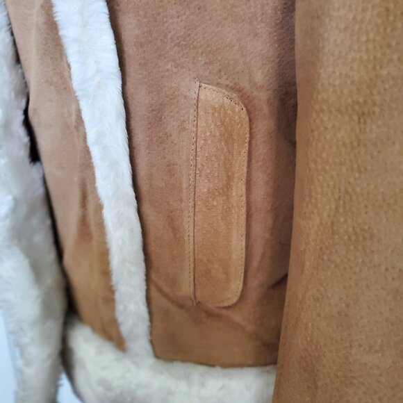 STEVE MADDEN Genuine Suede Leather Winter Coat Camel Color - Picture 4 of 16